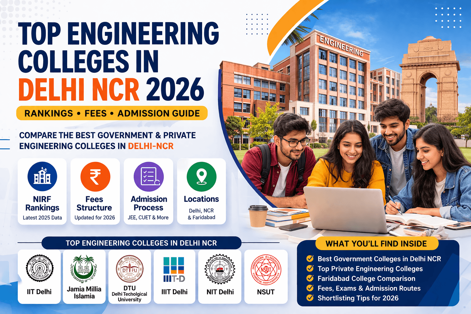 Top Engineering Colleges in Delhi NCR 2026: Rankings, Fees & Admission Guide